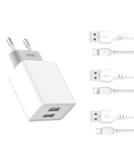 XO L65EU 2.4A Διπλής Θύρας USB Φορτιστής for Type-C