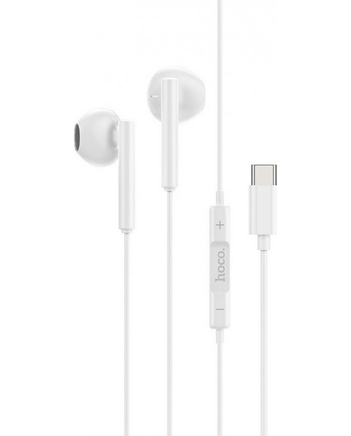 Hoco M65 Earbuds Handsfree με Βύσμα USB-C Λευκό
