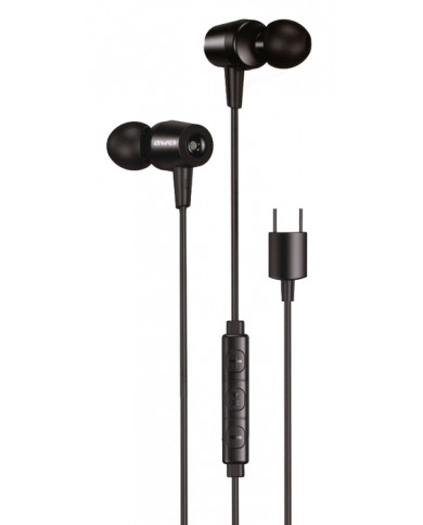 AWEI earphones με μικρόφωνο TC-1, Type-C, 1.2m, μαύρα AWEI earphones με μικρόφωνο TC-1, Type-C, 1.2m, μαύρα