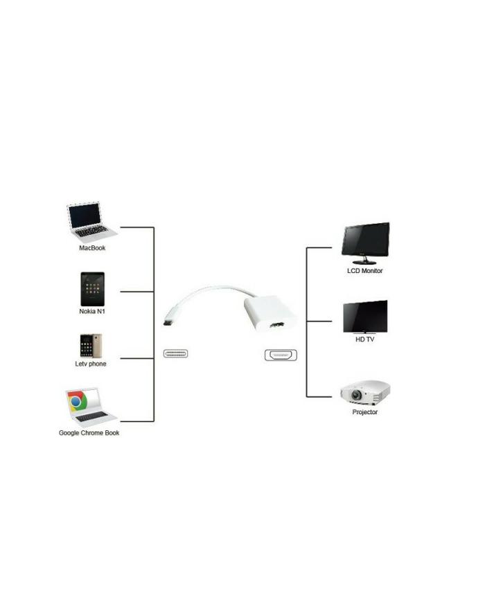 Powertech Μετατροπέας USB-C male σε HDMI female Λευκό