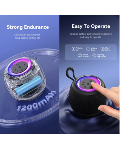 USAMS φορητό ηχείο US-YX014, 10W, Bluetooth, 1200mAh, μαύρο