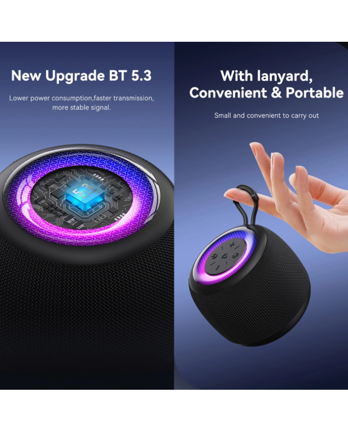 USAMS φορητό ηχείο US-YX014, 10W, Bluetooth, 1200mAh, μαύρο