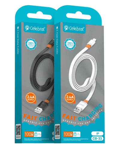 CELEBRAT καλώδιο Lightning σε USB CB-33L, flat, 2.4A, 1m, λευκό CELEBRAT καλώδιο Lightning σε USB CB-33L, flat, 2.4A, 1m, λευκό