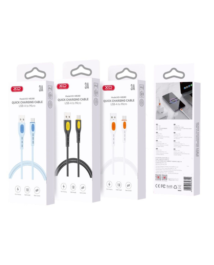 XO NB280 Καλώδιο Δεδομένων Micro 1M 3A Λευκό