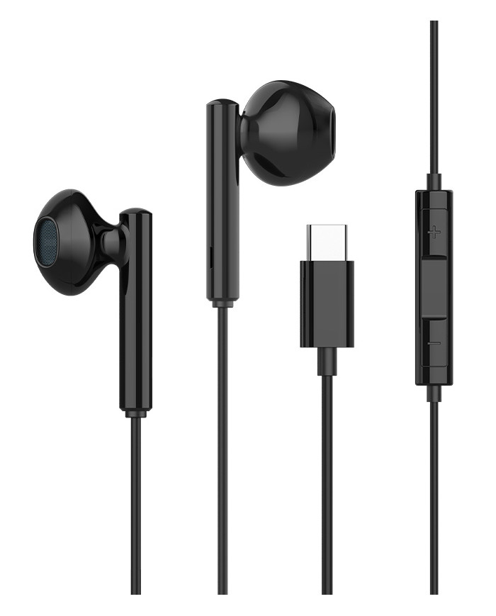 CELEBRAT earphones με μικρόφωνο G16, Type-C, 1.2m, μαύρα