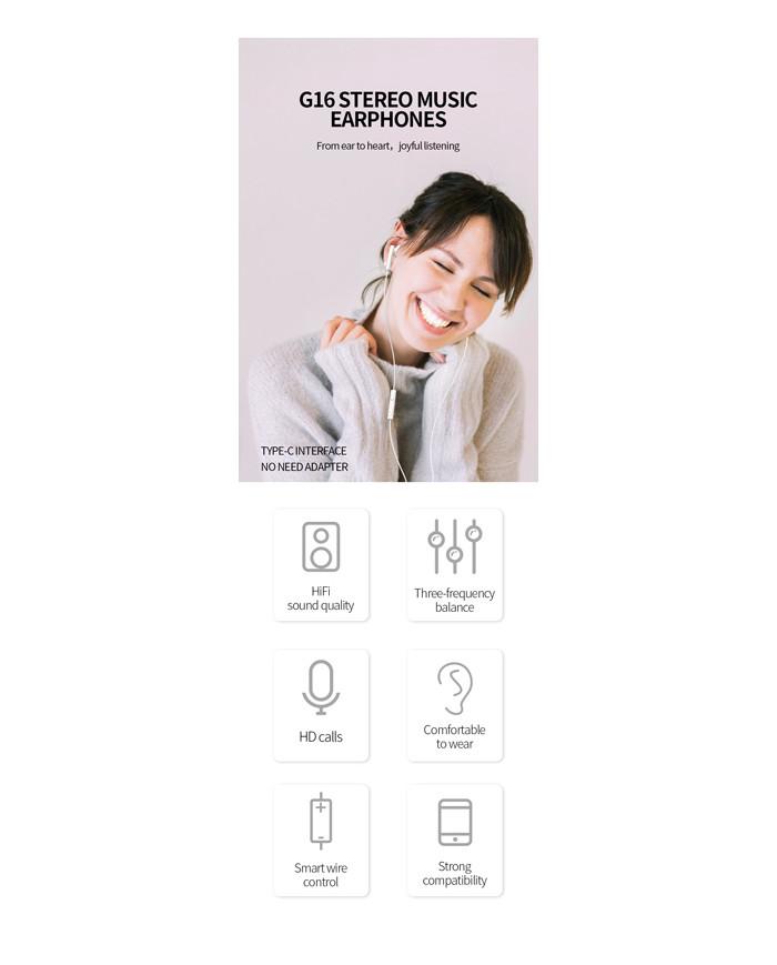 CELEBRAT earphones με μικρόφωνο G16, Type-C, 1.2m, μαύρα