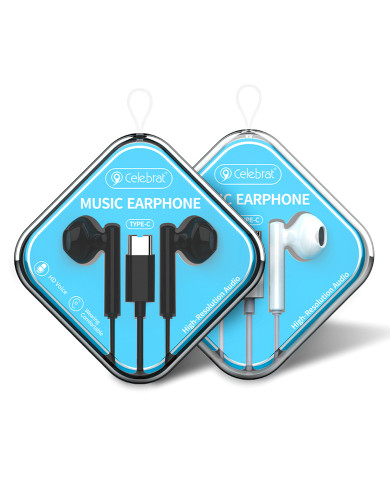 CELEBRAT earphones με μικρόφωνο G16, Type-C, 1.2m, μαύρα CELEBRAT earphones με μικρόφωνο G16, Type-C, 1.2m, μαύρα