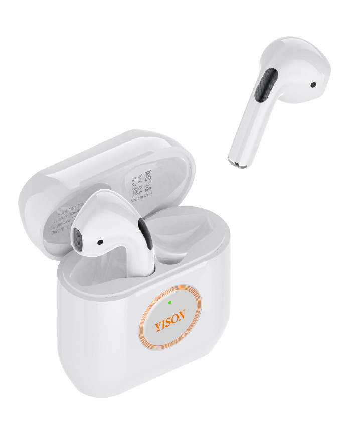 YISON earphones με θήκη φόρτισης T8, True Wireless, λευκά