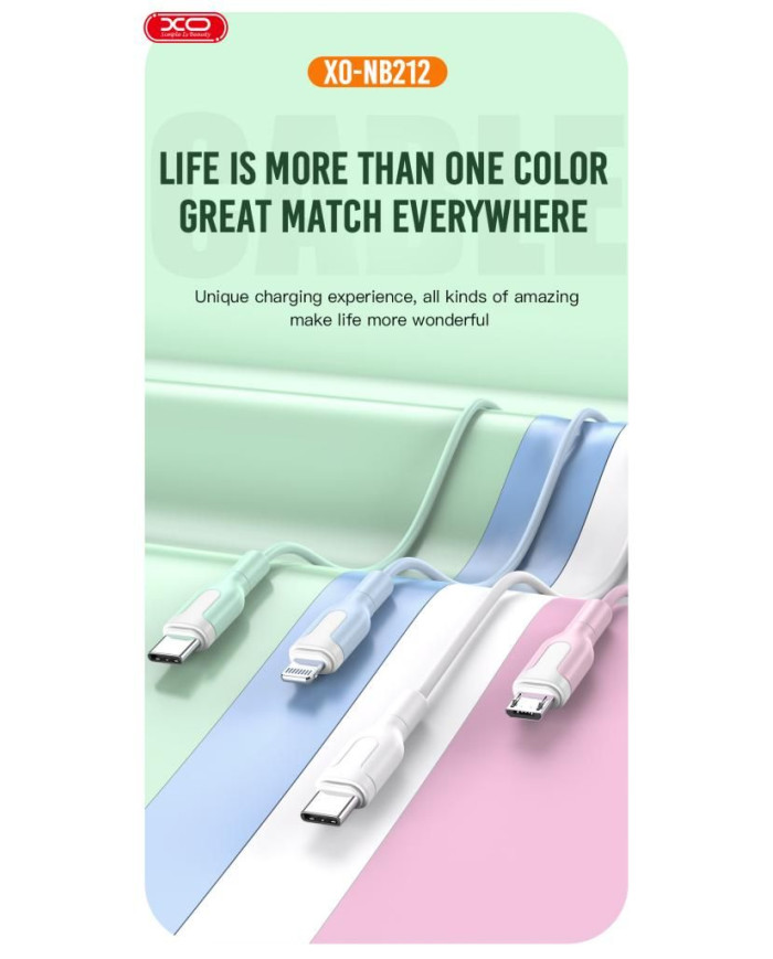 XO NB212 2.1A USB Καλώδιο Φόρτισης για Type-C Μαύρο