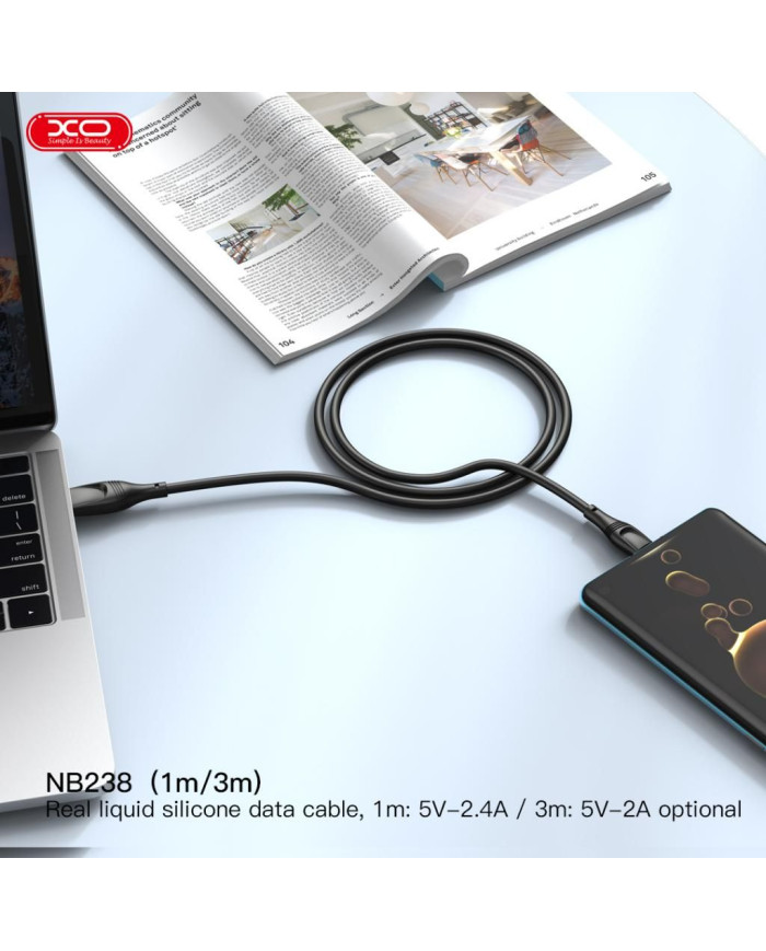 XO NB238 Καλώδιο Φόρτισης + Data Lightning 3M Zeus Series Άσπρο