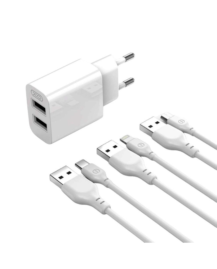 XO L109 (EU) Dual USB-A 2.4A Charger with lightning cable