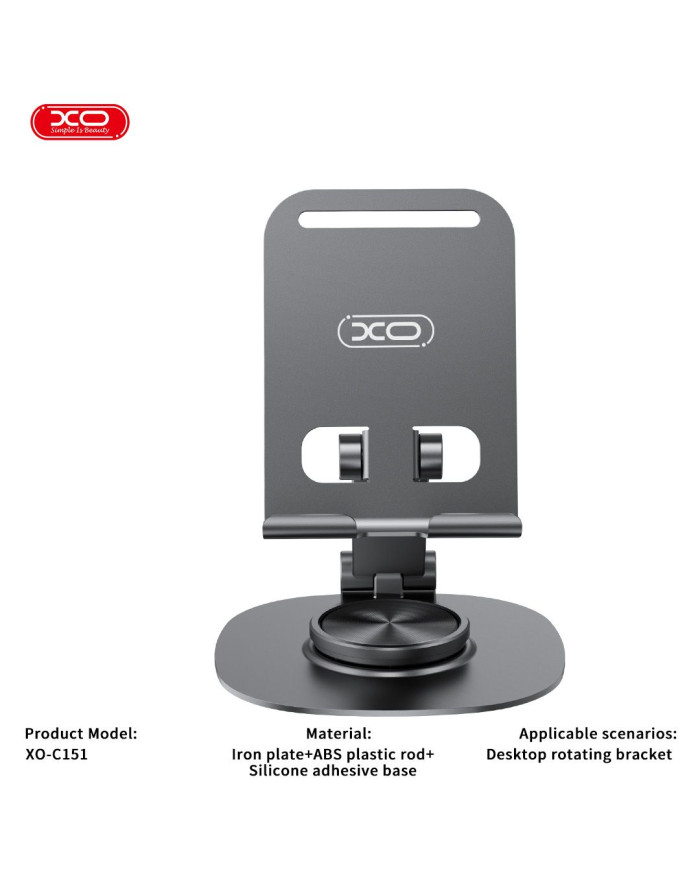 XO C151 Μεταλλική 360° Περιστρεφόμενη Επιτραπέζια Βάση Κινητού