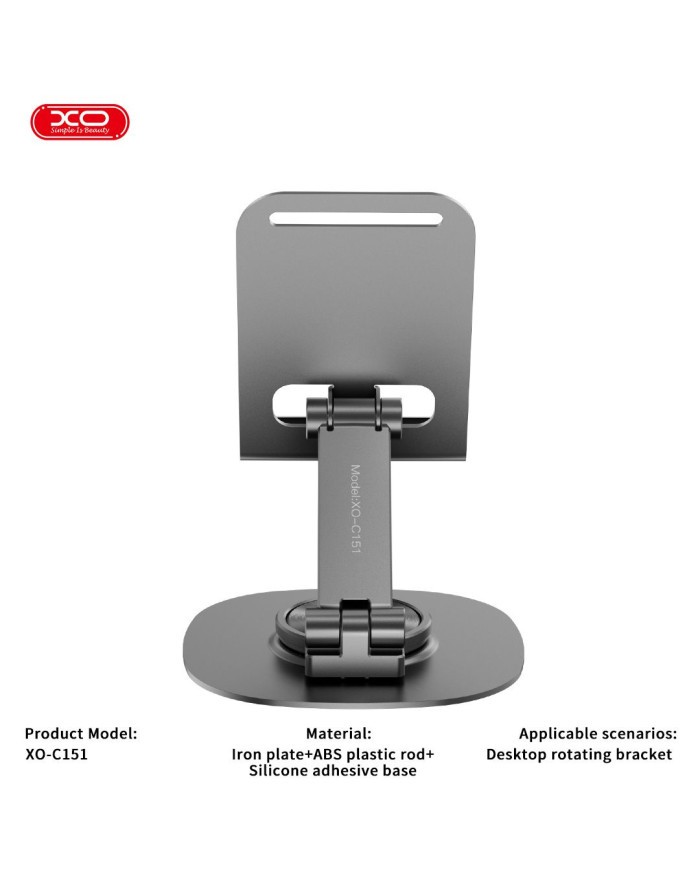 XO C151 Μεταλλική 360° Περιστρεφόμενη Επιτραπέζια Βάση Κινητού