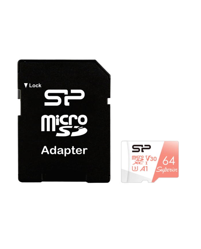 SILICON POWER κάρτα μνήμης microSDXC Superior, 64GB, C10 UHS-I U3 A1 V30
