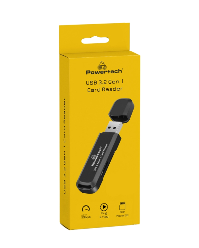POWERTECH card reader PT-1112 για SD & micro SD, USB 3.2, 5Gbps, μαύρο