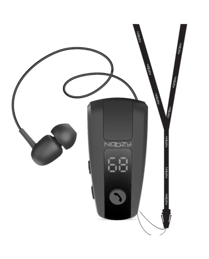 Bluetooth Hands Free Noozy Roller BH69 V.5.2 με LED Οθόνη Δόνηση και Strap Λαιμού Multi Pairing Μαύρο με 11 Ώρες Λειτουργίας