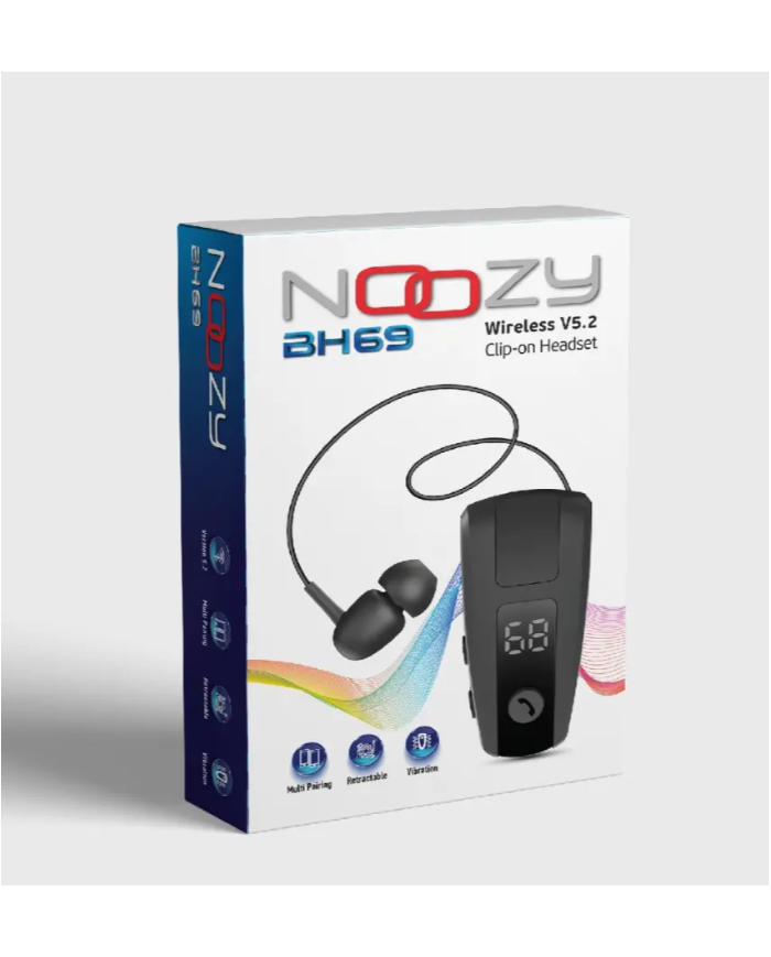 Bluetooth Hands Free Noozy Roller BH69 V.5.2 με LED Οθόνη Δόνηση και Strap Λαιμού Multi Pairing Μαύρο με 11 Ώρες Λειτουργίας