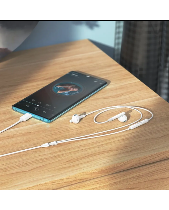 Hands Free Hoco M93 Earphones Stereo USB-C Συμβατά με Όλες τις Συσκευές USB-C Άσπρο 1.2μ