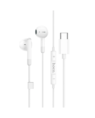 Hands Free Hoco M93 Earphones Stereo USB-C Συμβατά με Όλες τις Συσκευές USB-C Άσπρο 1.2μ