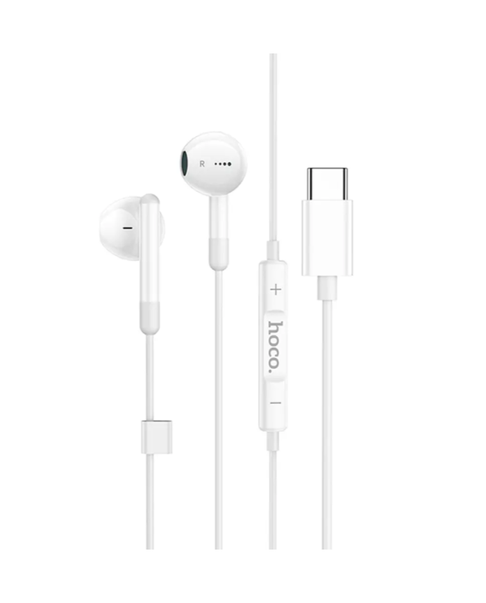 Hands Free Hoco M93 Earphones Stereo USB-C Συμβατά με Όλες τις Συσκευές USB-C Άσπρο 1.2μ