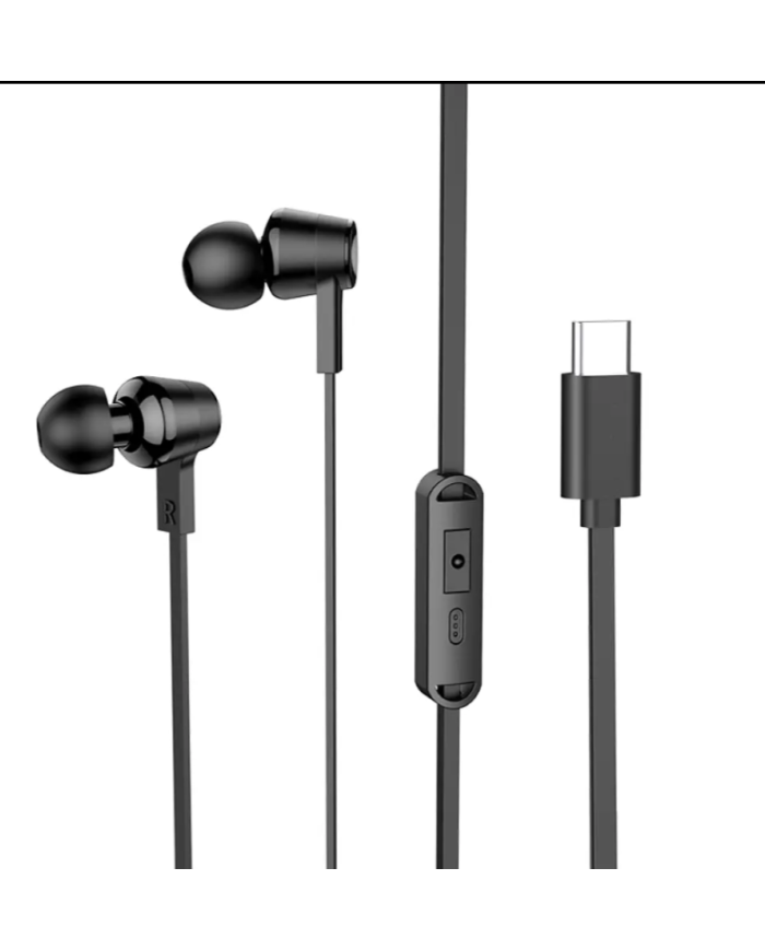 Hands Free Hoco M86 Oceanic Universal Earphones Deep Bass Stereo Συμβατά με Όλες τις Συσκευές USB-C Μαύρο 1.2m