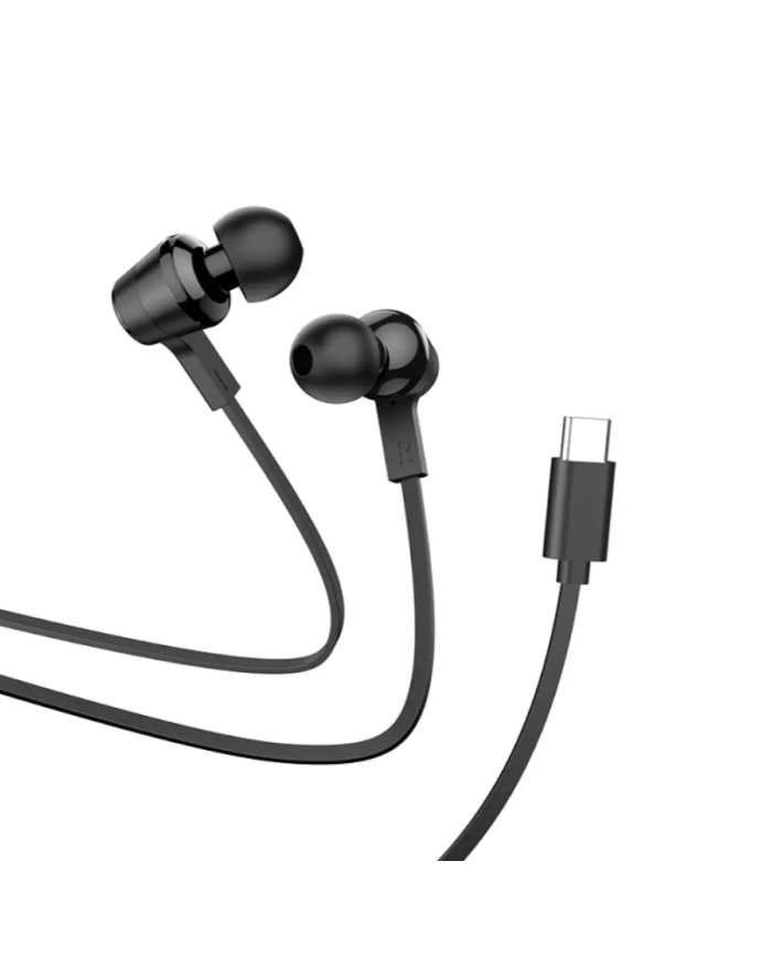 Hands Free Hoco M86 Oceanic Universal Earphones Deep Bass Stereo Συμβατά με Όλες τις Συσκευές USB-C Μαύρο 1.2m