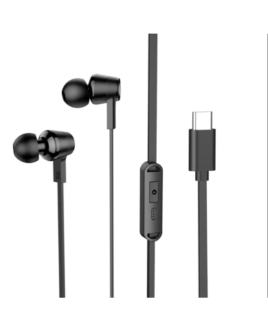 Hands Free Hoco M86 Oceanic Universal Earphones Deep Bass Stereo Συμβατά με Όλες τις Συσκευές USB-C Μαύρο 1.2m
