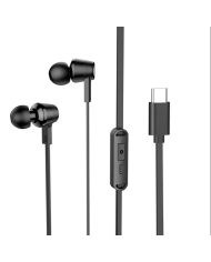 Hands Free Hoco M86 Oceanic Universal Earphones Deep Bass Stereo Συμβατά με Όλες τις Συσκευές USB-C Μαύρο 1.2m