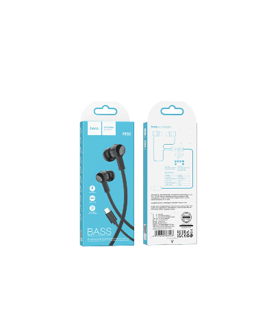 Hands Free Hoco M86 Oceanic Universal Earphones Deep Bass Stereo Συμβατά με Όλες τις Συσκευές USB-C Μαύρο 1.2m