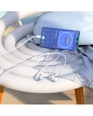 Hands Free Hoco M86 Oceanic Universal Earphones Deep Bass Stereo USB-C Συμβατά με Όλες τις Συσκευές USB-C Λευκό 1.2m