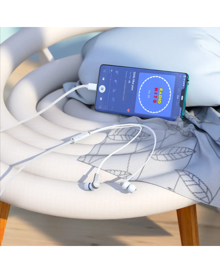 Hands Free Hoco M86 Oceanic Universal Earphones Deep Bass Stereo USB-C Συμβατά με Όλες τις Συσκευές USB-C Λευκό 1.2m