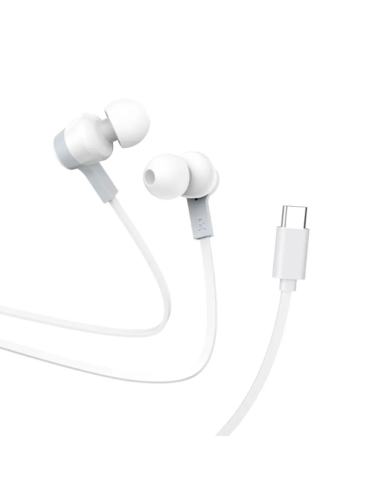 Hands Free Hoco M86 Oceanic Universal Earphones Deep Bass Stereo USB-C Συμβατά με Όλες τις Συσκευές USB-C Λευκό 1.2m