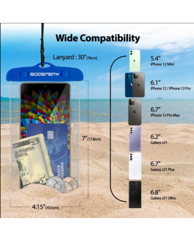 Θήκη Αδιάβροχη Goospery για Κινητά Τηλέφωνα έως 6.7" 19x10.5cm Μπλε