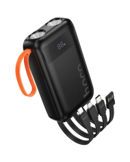 Power Bank Hoco J151 Spirit 10000mAh με 4 Καλώδια Φόρτισης, Φακό και LED Ένδειξη Μαύρο