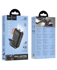 Power Bank Hoco J151 Spirit 10000mAh με 4 Καλώδια Φόρτισης, Φακό και LED Ένδειξη Μαύρο