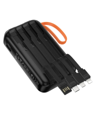 Power Bank Hoco J151 Spirit 10000mAh με 4 Καλώδια Φόρτισης, Φακό και LED Ένδειξη Μαύρο