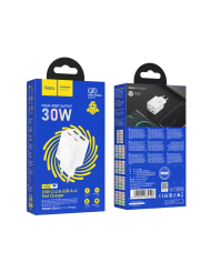 Φορτιστής Ταξιδίου Hoco N56 Fundador GaN με 4 Εξόδους Φόρτισης 2xUSB-C PD30W + 2x USB-A QC3.0A Λευκός