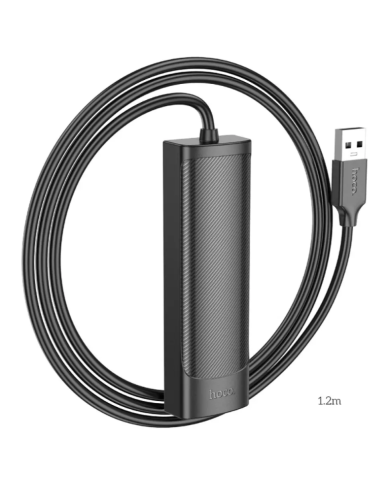 Hub USB Hoco HB41 Easy Safety 4-in-1 USB2.0 σε 4xUSB2.0 480Mbps 5V/3A Μαύρο 1.2m