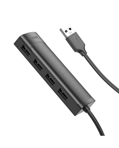 Hub USB Hoco HB41 Easy Safety 4-in-1 USB2.0 σε 4xUSB2.0 480Mbps 5V/3A Μαύρο 1.2m