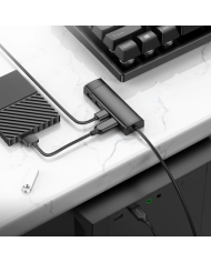 Hub USB Hoco HB41 Easy Safety 4-in-1 USB2.0 σε 4xUSB2.0 480Mbps 5V/3A Μαύρο 1.2m