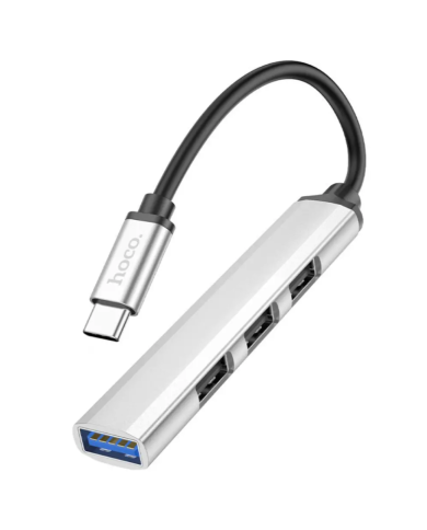 Hub USB-C Hoco HB26 USB3.0+3xUSB2.0 Ασημί 13cm