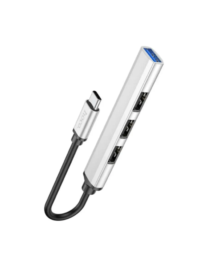 Hub USB-C Hoco HB26 USB3.0+3xUSB2.0 Ασημί 13cm