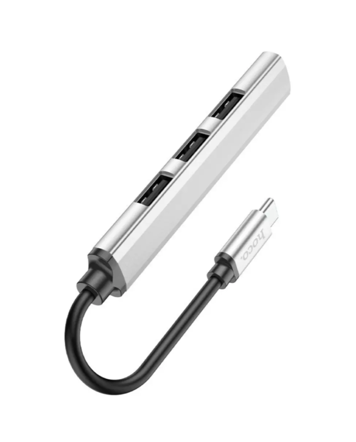 Hub USB-C Hoco HB26 USB3.0+3xUSB2.0 Ασημί 13cm