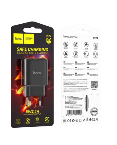 Φορτιστής Ταξιδίου Hoco DC72 River με USB-A 5V 2.1A Μαύρος
