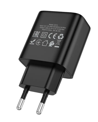 Φορτιστής Ταξιδίου Hoco DC72 River με USB-A 5V 2.1A Μαύρος