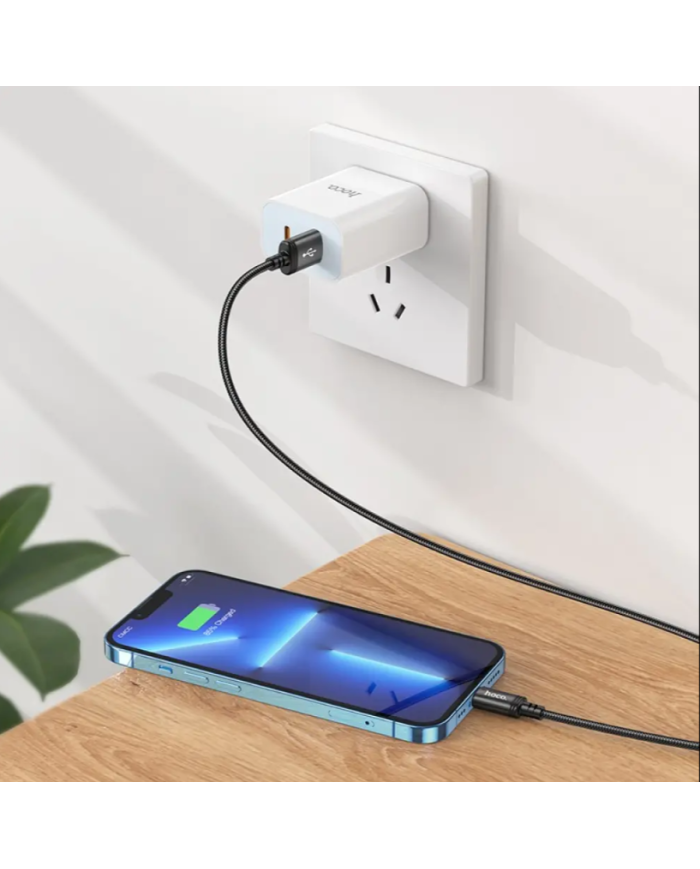 Καλώδιο Hoco X89 Wind USB σε Lightning 2.4A Braided Μαύρο 1m