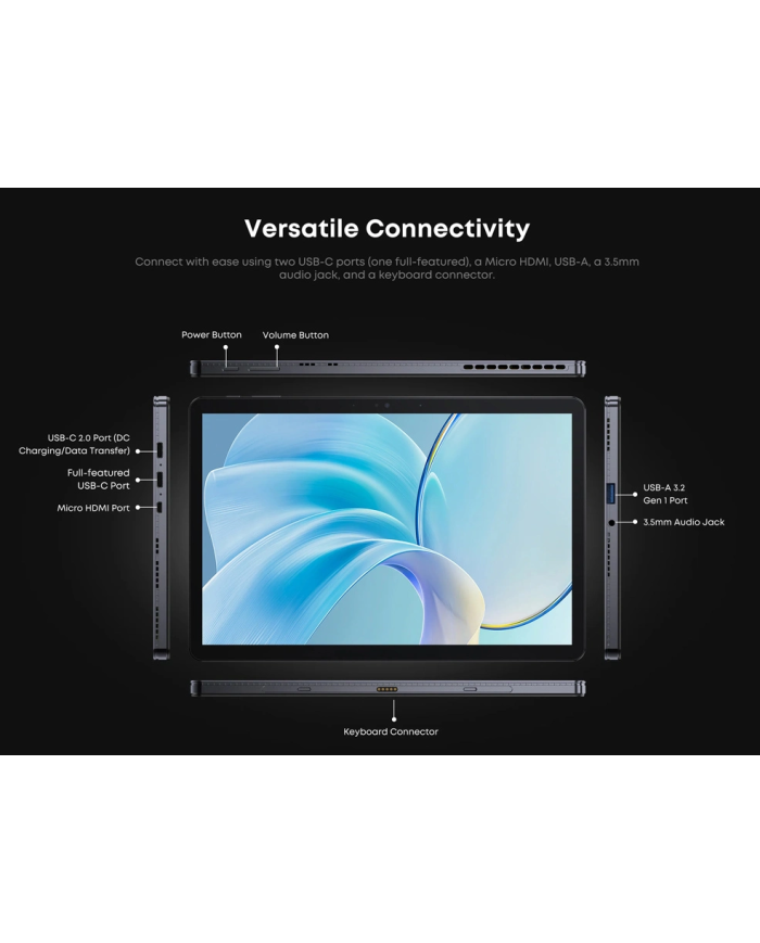 CHUWI tablet Hi10 X1 με πληκτρολόγιο, 10.1", 8/256GB, Windows 11 Home, 3400mAh, γκρι