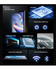 CHUWI tablet Hi10 X1 με πληκτρολόγιο, 10.1", 8/256GB, Windows 11 Home, 3400mAh, γκρι