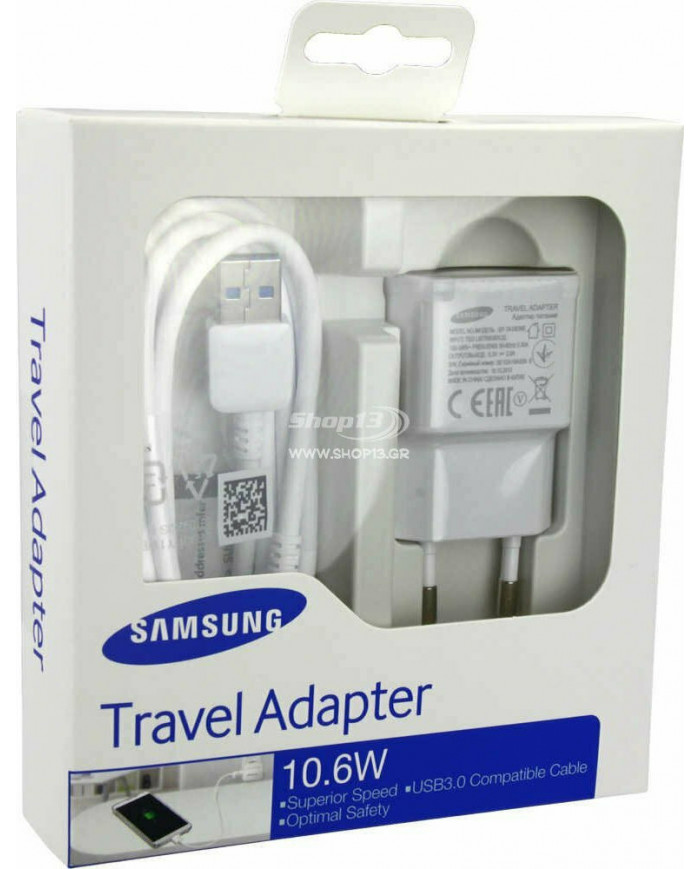 Samsung micro USB 3.0 Cable & Wall Adapter Λευκό