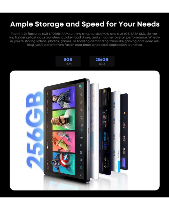 CHUWI tablet Hi10 X1 με πληκτρολόγιο, 10.1", 8/256GB, Windows 11 Home, 3400mAh, γκρι